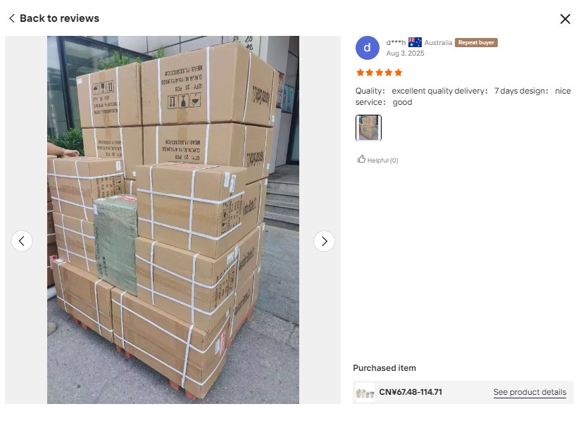 Customer review and delivery photo